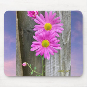 Flowers on fence mouse pad. mat