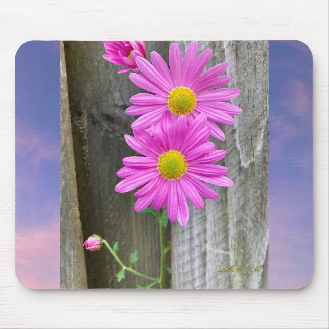 Flowers on fence mouse pad.  mat (Front)