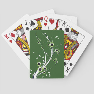 Flowers on Green Playing Cards