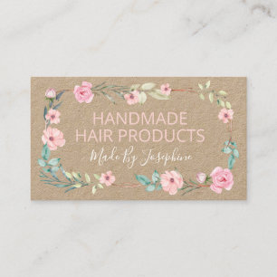 Flowers On Kraft Natural Handmade Hair Product Business Card