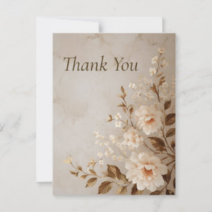 Flowers on Light Brown Marble Thank You Card