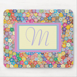 Flowers on my Desk Monogrammed Mouse Mat