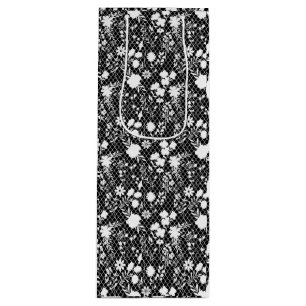 Flowers on net 01.bx4 Black BG Wine Gift Bag