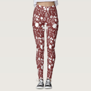 Flowers on net 01.bx4 DRed BG Leggings
