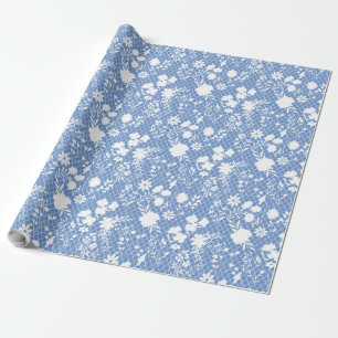 Flowers on net 01.bx4 Lblue BG Wrapping Paper