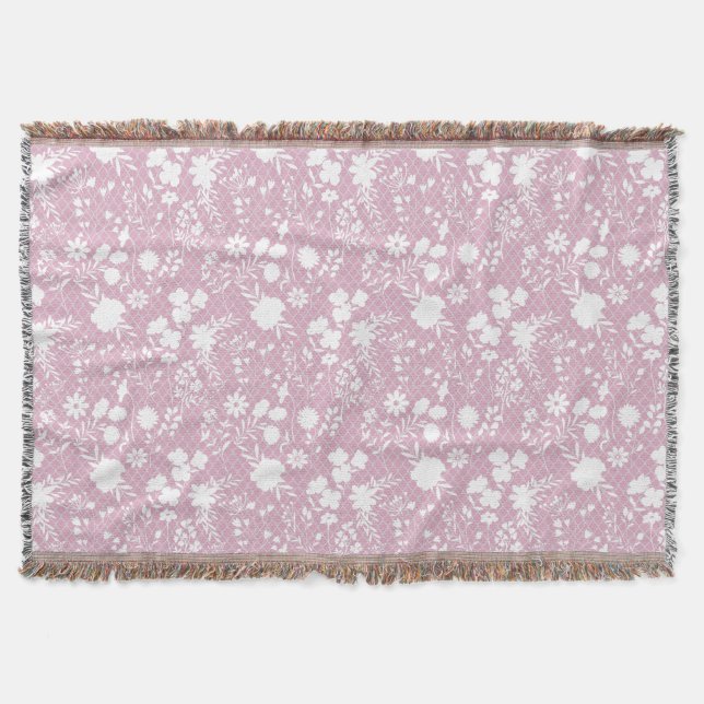 Flowers on net 01.bx4 Lpink BG  Throw Blanket (Front)