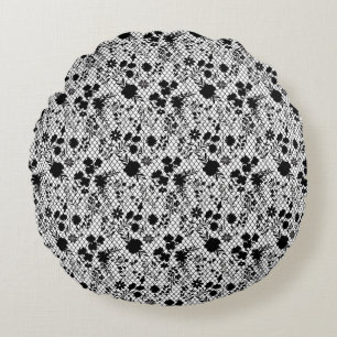 Flowers on net 01.wx4 White BG Round Cushion