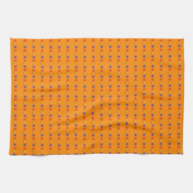 Flowers on Orange Tea Towel (Horizontal)