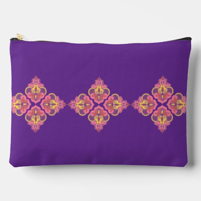 Flowers on Purple Large Accessory Pouch (Front)