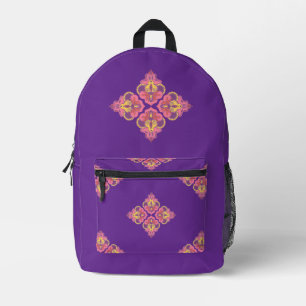 Flowers on Purple Printed Backpack