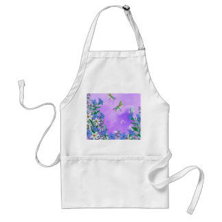 Flowers on purple with dragonflies standard apron