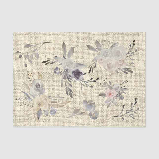 flowers on rustic linen tissue paper (Front)