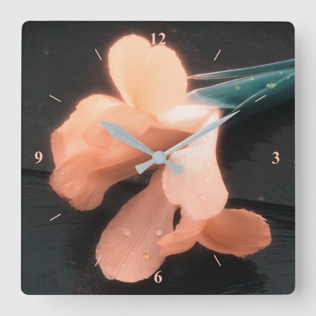Flowers on Slate, version 4 Square Wall Clock (Front)