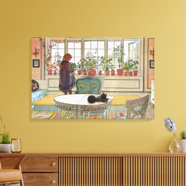 Flowers on the Windowsill by Carl Larsson Canvas Print (Insitu(LivingRoom))
