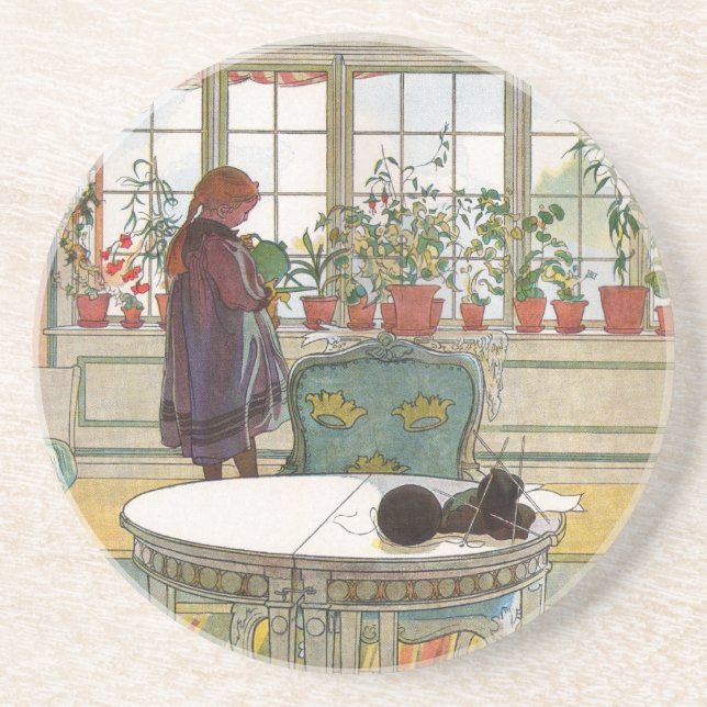 Flowers on the Windowsill by Carl Larsson Coaster (Front)