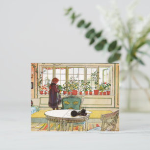 Flowers on the Windowsill by Carl Larsson Holiday Card