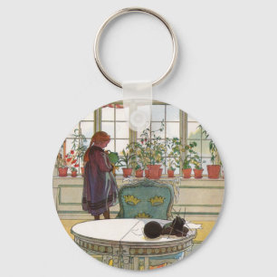 Flowers on the Windowsill by Carl Larsson Key Ring