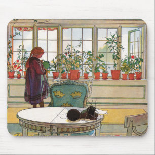 Flowers on the Windowsill by Carl Larsson Mouse Mat