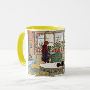 Flowers on the Windowsill by Carl Larsson Mug