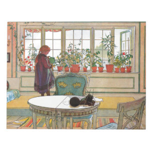 Flowers on the Windowsill by Carl Larsson Notepad
