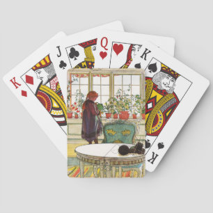 Flowers on the Windowsill by Carl Larsson Playing Cards