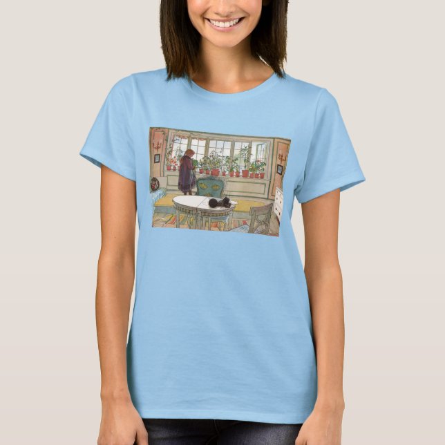 Flowers on the Windowsill by Carl Larsson T-Shirt (Front)