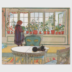 Flowers on the Windowsill by Carl Larsson Wrapping Paper