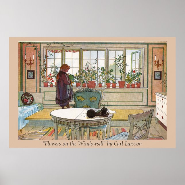 Flowers on the Windowsill Carl Larsson Art Print (Front)