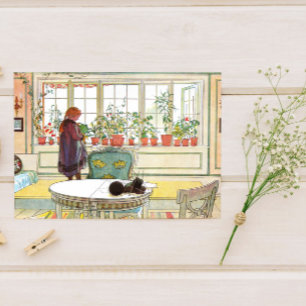 Flowers on the Windowsill Carl Larsson Swedish Postcard