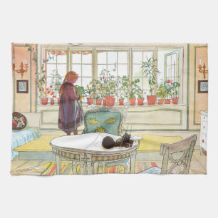 Flowers on the Windowsill Carl Larsson Swedish Tea Towel