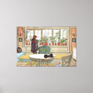 Flowers on the Windowsill From A Home Carl Larsson Canvas Print