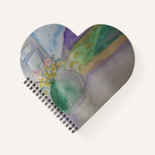 Flowers On The Windowsill Heart Shaped Notebook