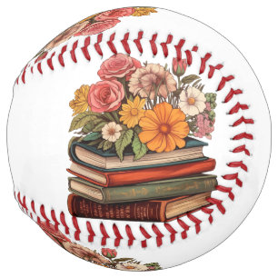 Flowers on Vintage Books  Softball