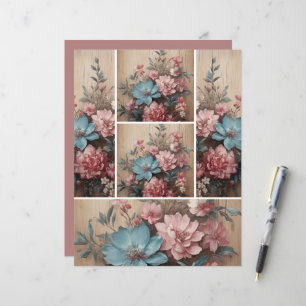 Flowers on Wood Journalling Spots Card Decor