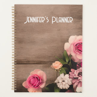Flowers on Wood Name Planner