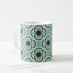 Flowers or eyes - turquoise and brown coffee mug