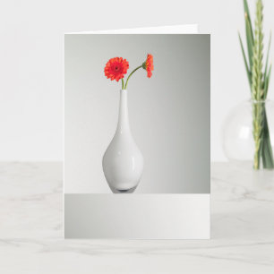 Flowers Orange Gerbera in Vase Card
