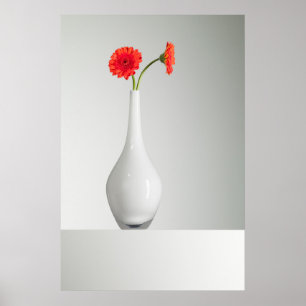 Flowers   Orange Gerbera in Vase Poster