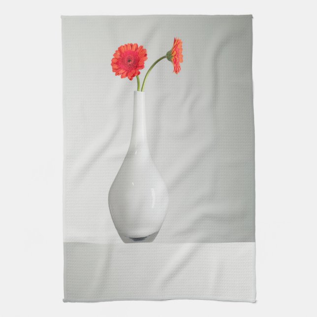 Flowers | Orange Gerbera in Vase Tea Towel (Vertical)