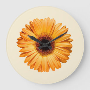 Flowers Orange Gerbera Large Clock