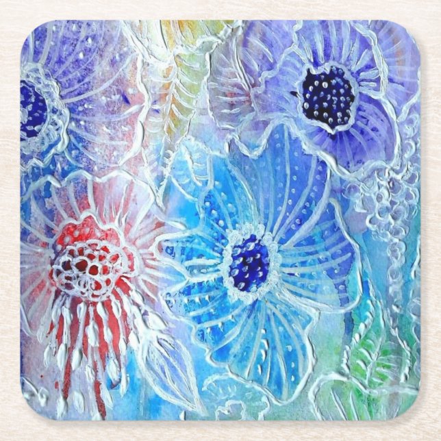 Flowers Painting Paper Coaster (Front)