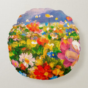 Flowers paintings monet painting claude impression round cushion