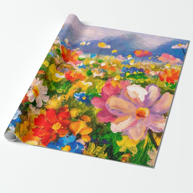 Flowers paintings monet painting claude impression wrapping paper (Unrolled)