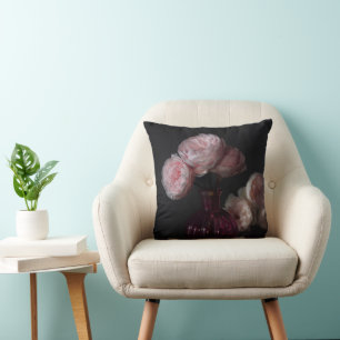 Flowers Pale Pink Peonies in Vase Cushion