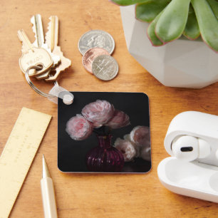 Flowers Pale Pink Peonies in Vase Key Ring