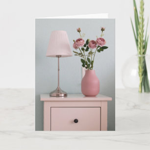Flowers   Pale Pink Roses on Nightstand Card