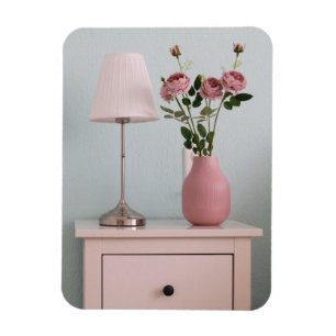 Flowers   Pale Pink Roses on Nightstand Magnet