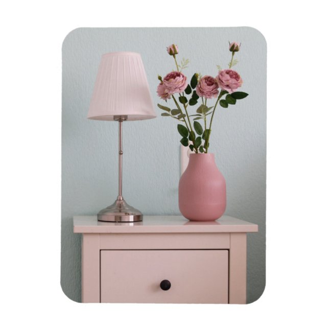 Flowers | Pale Pink Roses on Nightstand Magnet (Vertical)