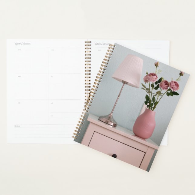 Flowers | Pale Pink Roses on Nightstand Planner (Display)