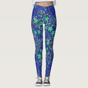 Flowers pattern 08.b Dblue BG Leggings